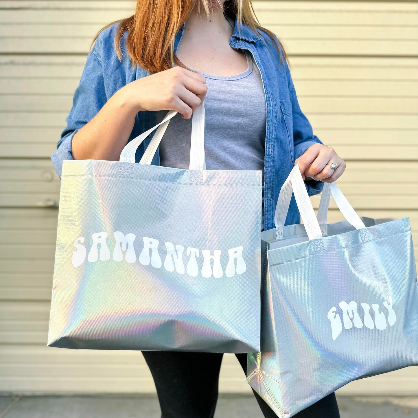 Holographic Retro Bachelorette Totes