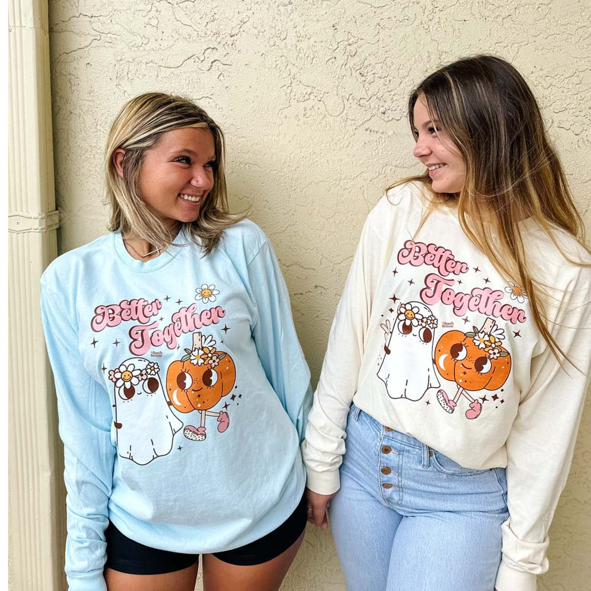 Fall Friends Retro Vintage Graphic Tee with Pumpkin and Ghost