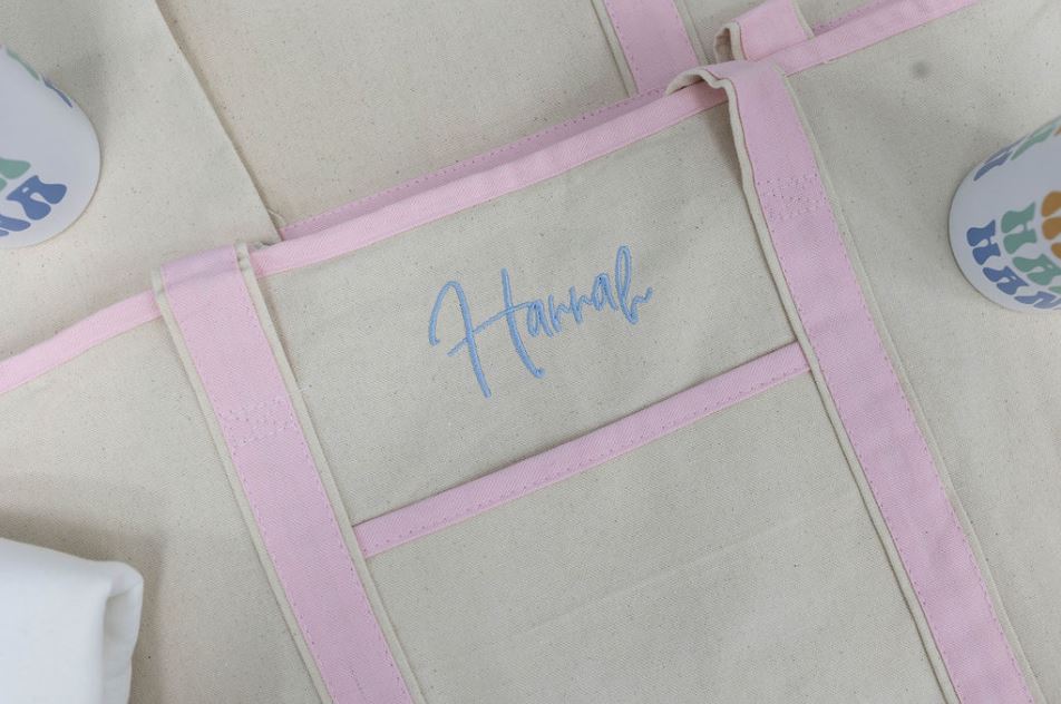 Embroidered Shadow Monogram Boat Tote