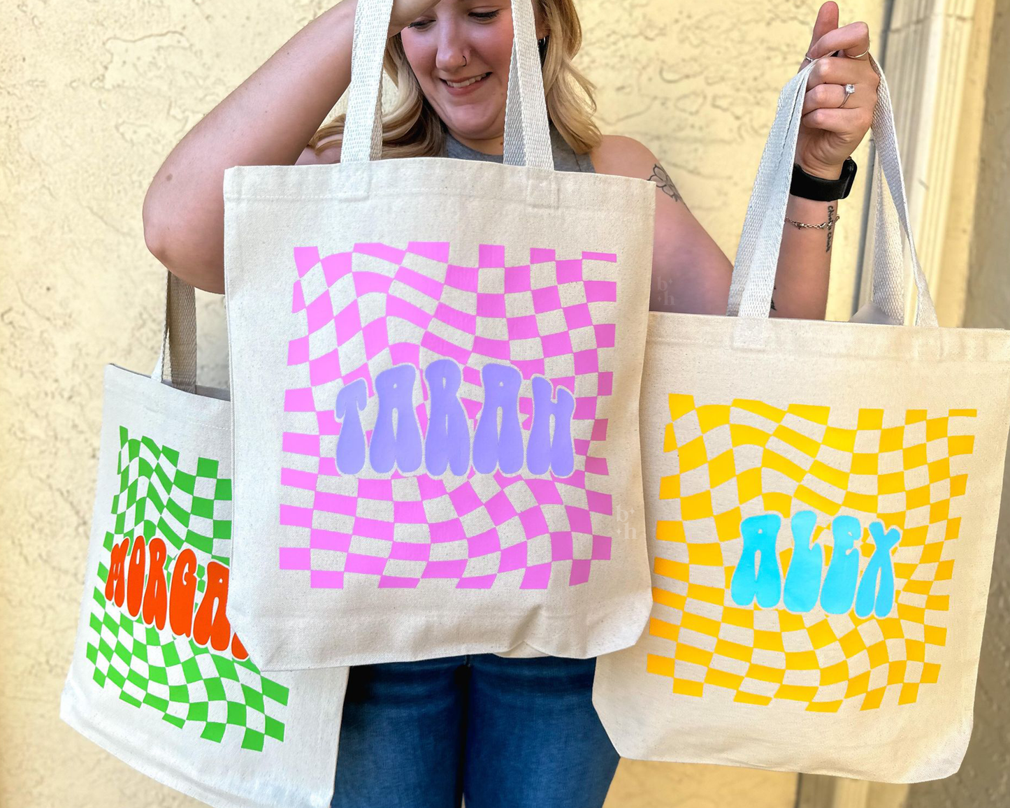 Retro Checker Tote Bag