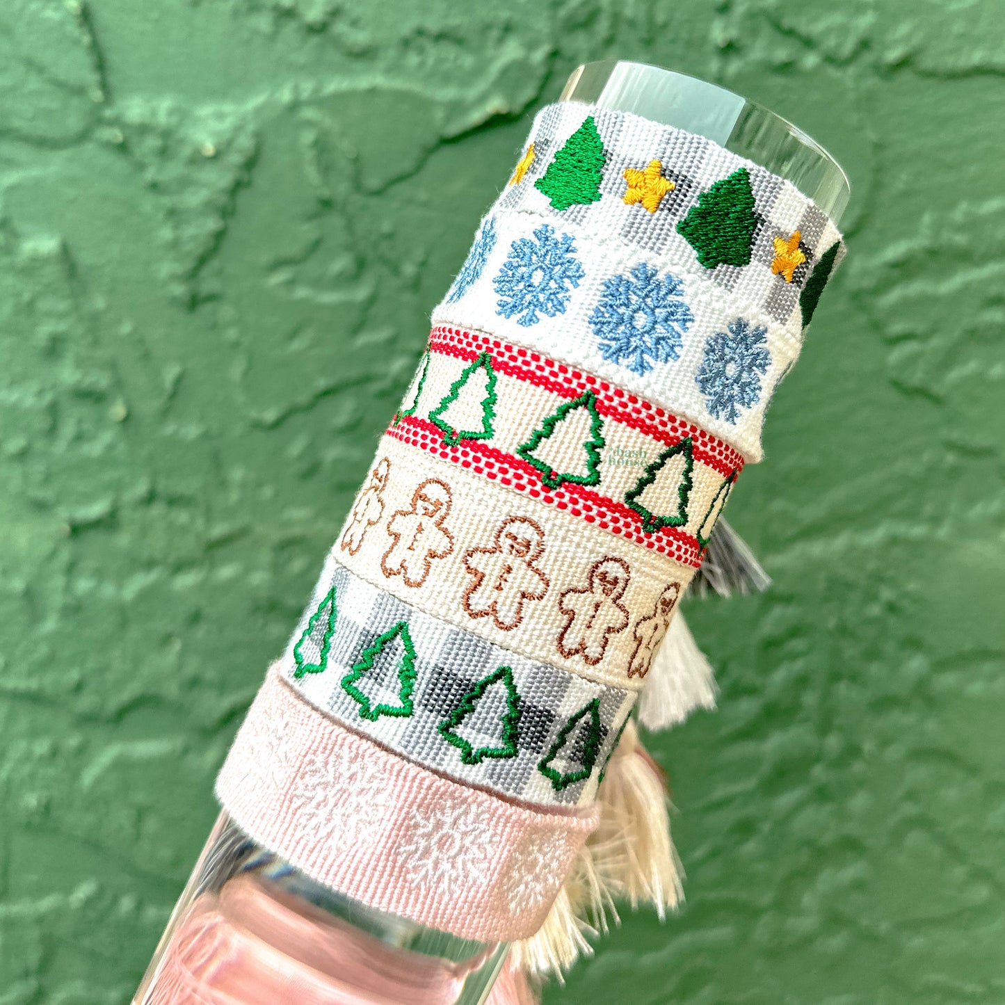 Embroidered Woven Stacking Bracelets - Holiday