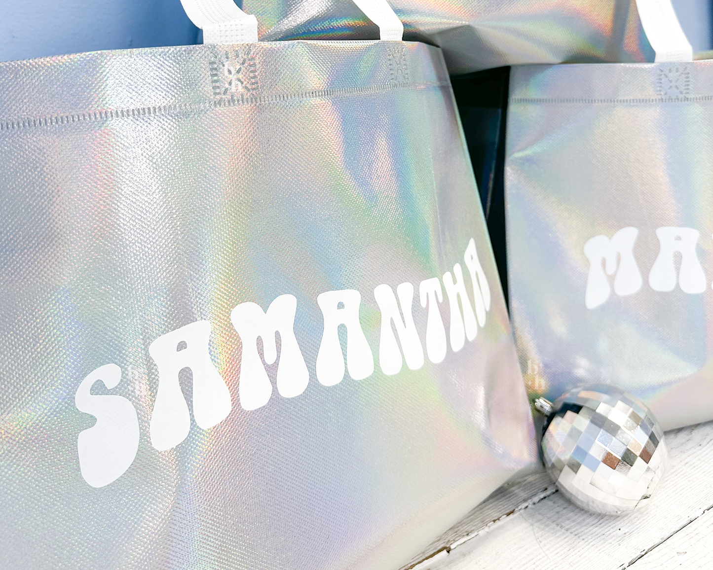 Holographic Retro Bachelorette Totes