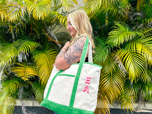 Embroidered Shadow Monogram Boat Tote