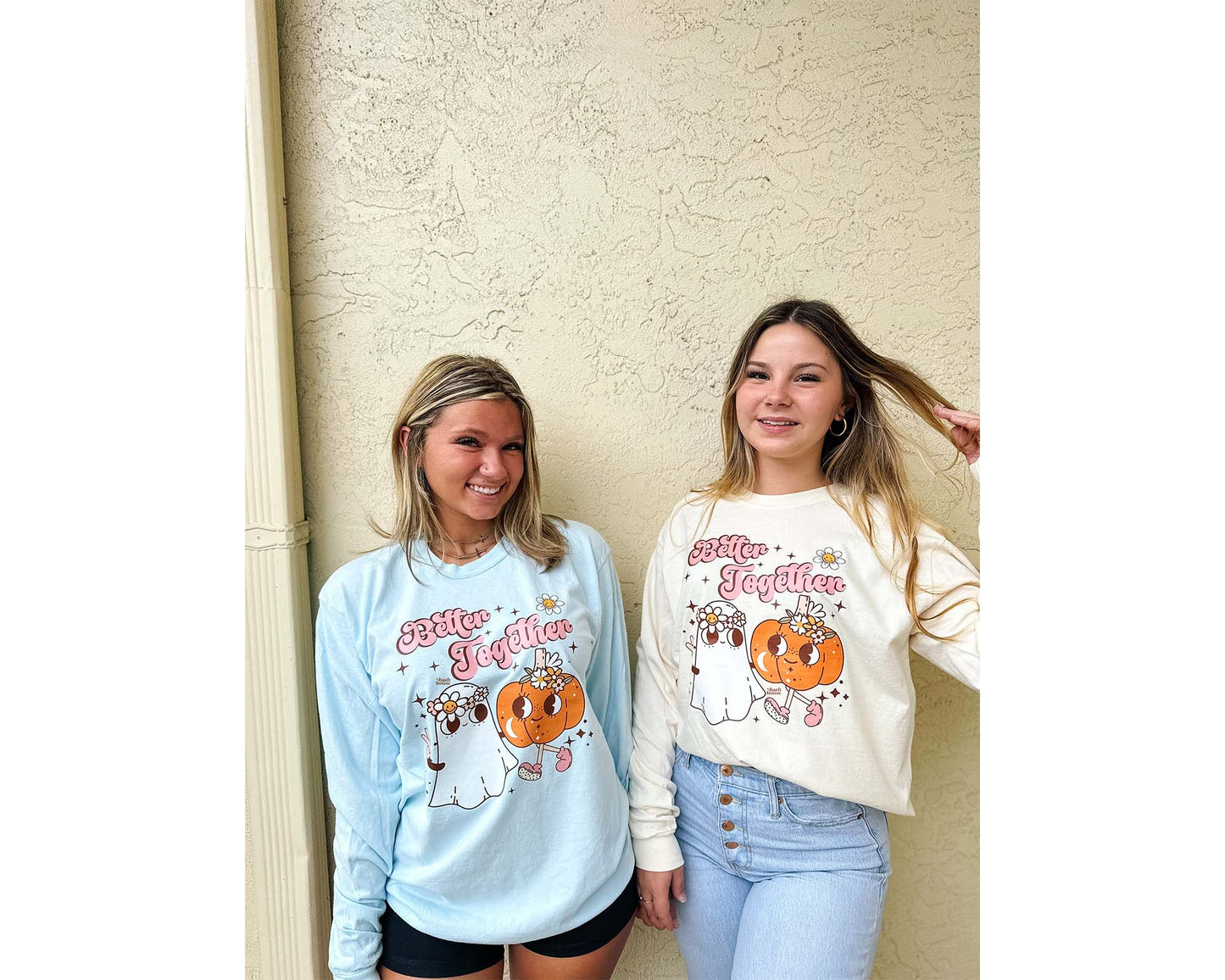 Fall Friends Retro Vintage Graphic Tee with Pumpkin and Ghost